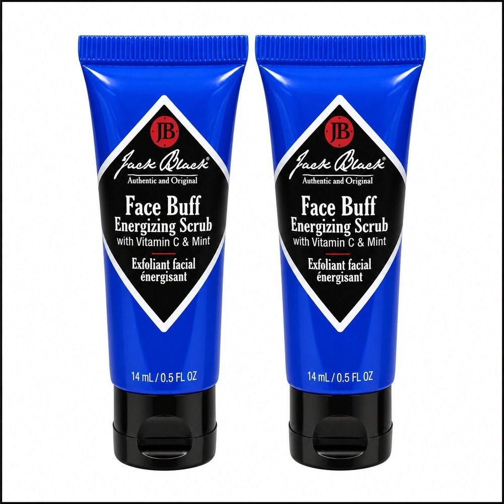 Jack Black Face Buff Energizing Scrub Vitamin C & Mint 0.5oz Travel Size 2 Pack